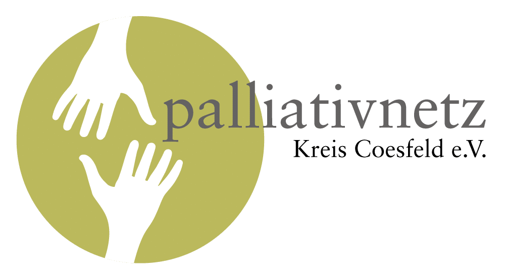 Logo des Palliativnetzwerks: Zwei Hände, die sich inmitten eines grünen Kreises entgegenstrecken.